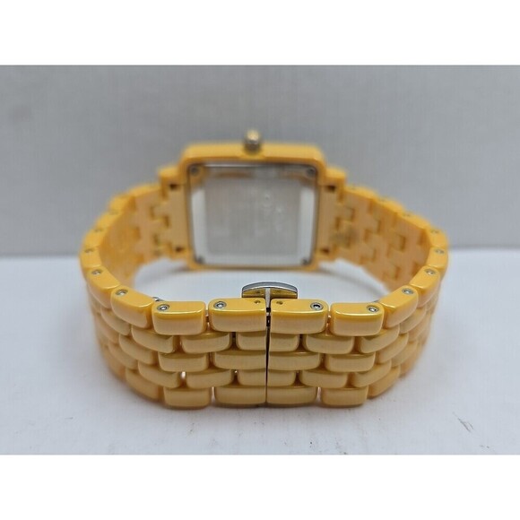 Oniss Paris Yellow Ceramic Day Date Sapphire Crystal Womens Watch New Battery main image 8